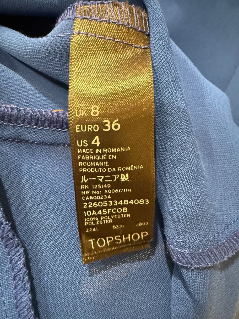 Topshop Cobalt Blue Fit & Flare Mini Dress US 4 / UK 8 NWOT - Picture 5 of 5
